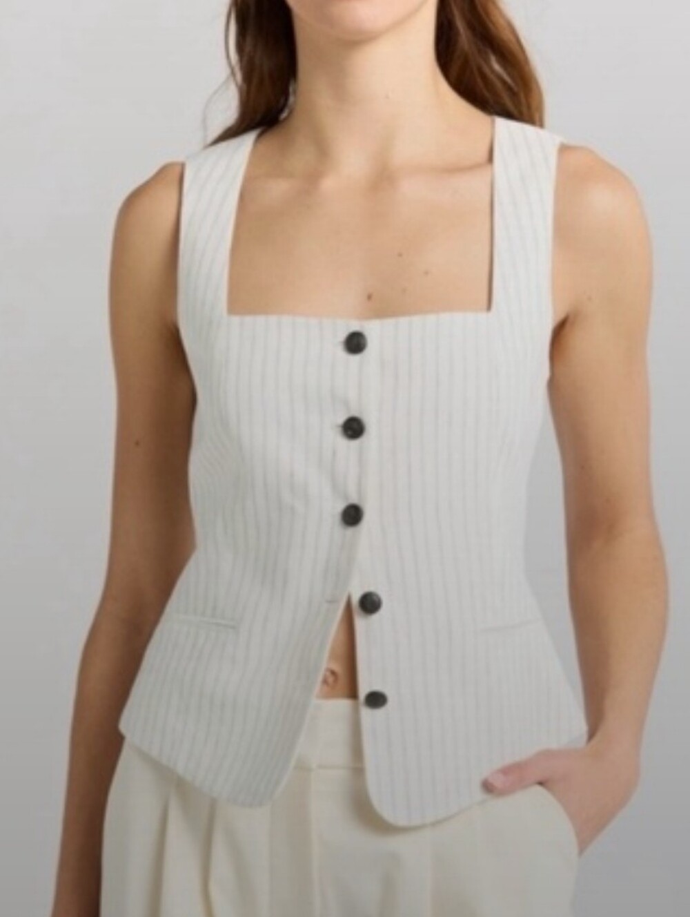 Rag & Bone Tailored White Pinstripe Vest - Women
